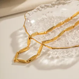 Цепи Allme Cool Rhombus Bevel Ожерелья для женщин Unisex 18 тыс. Золота из нержавеющей стали не пленка Колье кофера