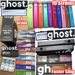 Fast Ship Ghost Einweg-Vape-Stift, E-Zigaretten, 10 Sorten, 1,0 ml, wiederaufladbare Starter-Kits, Vapes-Kartuschen, leer, 1,0 ml, Ölwagen, Gerätekapseln, Verdampfer, Dab, Micro-USB