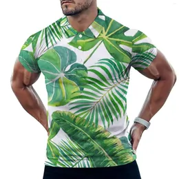 Herrpolos tropiska lämnar casual t-shirts hawaii strand modern polo skjortor man mode tröja sommaren kort ärm grafisk topp stor storlek