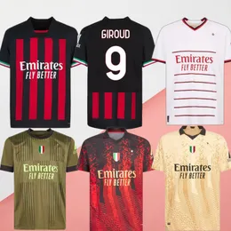 إبراهيموفيتش 22 23 كوشا كرة القدم القميص AC Milans Giroud de Ketelaere R. Leao Tonali Thoo Football Shirt خاص Homen بعيدًا عن الرابع الرابع من الرجال الرابع.