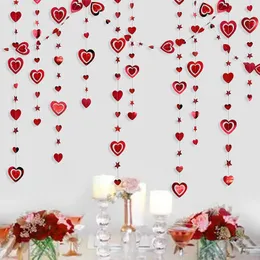 Party Decoration 3M Red Birthday Wedding 3D Heart Star Paper Garlands Hanging Mother's Day Engagement Bridal Shower Bachelorette