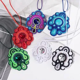 Pendant Necklaces Soutache Women's Turquoise Accessories Handmade Choker Ethnic Boho Jewelry Fashion Design Vintage Ladies Gift