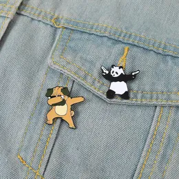 Крутые солнцезащитные очки собачья панда эмалевая булавка мультфильм поза декоративные металлические булавки одежда смешные броши рюкзак