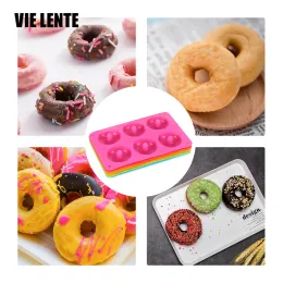 Holte donut schimmel siliconen anti-stick bakplaat warmtebestendige herbruikbare gevouwen donut maker kleurrijk zacht