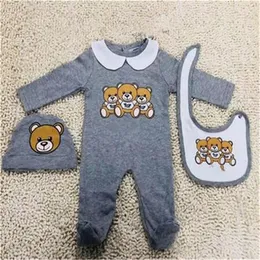 Cartoon Bear Rompers de bebê Designer Toddler Crianças Roupas de manga longa Babygrow Sleepsuits Recém-nascidos