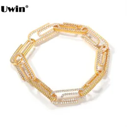 Bangle Uwin Hip Hop Jewelry 10mm paper Paper Bracelets Stelaces Micro Pave Cubic Zirconia Bracelet for Women Men Fashion Jewelry