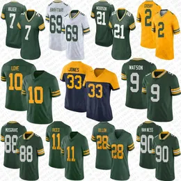 10 Aşk Aaron Jones Futbol Forması Jaire Alexander Watson Mason Crosby Aj Dillon Quay Walker Lukas Van Ness Jayden Reed Luke Musgrave Reggie Beyaz Romeo DOBS