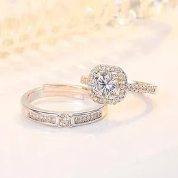 Cluster Rings Real 925 Sterling Silver FL 1.5 Diamond Ring Unisex Anillos De Jewelry Anle Donna Uomo Bizuteria
