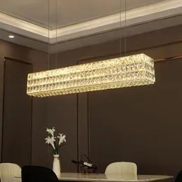 Pendant Lamps Moderne Gold LED Lange Kristall Kronleuchter Luxus Heimlicht Rechteckiges Licht Wohnzimmer Esszimmer Beleuchtung G9 110-260V