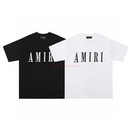 Projektant odzież mody Amires TEES AMIRT AMIES 2023 Springsummer Nowe logo okrągłe szyję Tshirt High Street unisex luźne klasyczne luksusowe topy masy