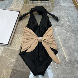 Designer de luxo moda moda moda Classic bow law sexy cor emendada One Piece Bikini