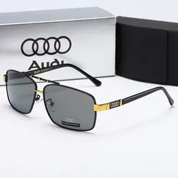 Diseñador Audi Cool gafas de sol de lujo cuatro círculos polarizados para hombres cuadrados de alta definición conducción nuevas gafas de metal