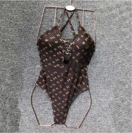 Sexy einteiliger Bikini für Frauen, Badeanzug mit Buchstaben, Sommermode, Badebekleidung, rückenfreie Badeanzüge für Damen