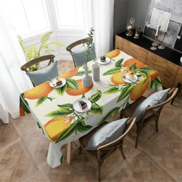 テーブルクロスフルーツオレンジの花長方形のテーブルクロスダストプルーフピクニックホームデコレーションキッチン防水カバー