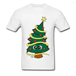 Camisetas masculinas T-shirt de imagem de árvore de Natal