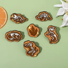 Dino Fossil Enamel Pins Custom Dinosaurs Brooches Byledges Значки юристы скелеты животных подарки подарки