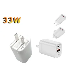 33W Max GaN PD QC3.0 Charger Super Fast Charging USB Quick Charge US/EU/UK Plug AC Power Adapter Charging for Samsung Xiaomi Huawei for iPhone 14 Pro Max 13 12 11