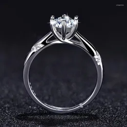 Cluster Rings S925 Sterling Silver 1.5 Diamond Ring for Women Fine Anillos DE 925 Jewelry Wedding Bands Origin Box