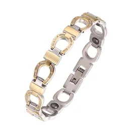 Braccialetti Mooca Silver Gold Hollow U lettera a ferro di cavallo in acciaio inossidabile bioenergia magnetica Bracciale maschile