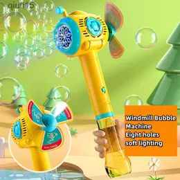 총 장난감 2 in 1 윈드밀 및 버블 머신 귀여운 전기 자동 비누 건 어린이 파티 휴대용 야외 송풍기 장난감 LED 조명 T230522