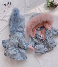 Dollplus 2019 Winter Coat for Girl Kids Keep Warm Dark Denim Coats Children Clothing Girls Outerwear Cotton Baby Jacket Compley5403364