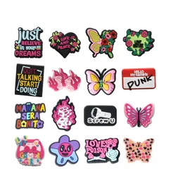 Butterfly pvc charms Shoe Decoration Buckle Accessories Clog Pins cute Charm Buttons Sneakers girls garden hole shoes wedding decoration