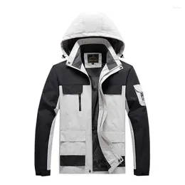 メンズジャケット秋のメンジャケットファッション薄いメンズコート防水フード付き男性服ウィンドブレイクアジアサイズ8xl
