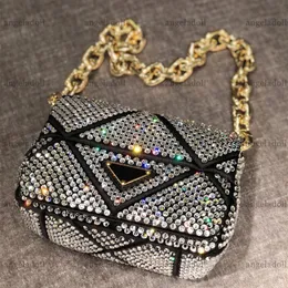 10A Mirror Quality Designers Mini Crystal Flap Bag 17cm Borsa a tracolla con logo a triangolo impreziosito Borsa rettangolare di lusso Borsa a tracolla con tracolla in pelle con scatola