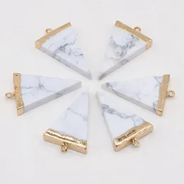 Charms White Turquoise Natural Stone Triangle Pendant For Smycken Making Diy Necklace Earring Accessories Charm Gift Party Decor23x38mm