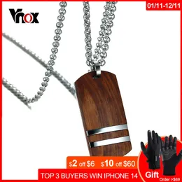 Collane Vnox Top Collana da uomo in palissandro Ciondoli in legno unici e qualificati Collane Gioielli in acciaio inossidabile Catena regolabile 2224 "