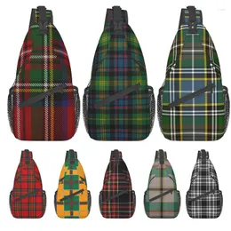 Duffel Bags Stewart Black Modern Orijinal İskoç Tartan Crossbody Göğüs Çanta Erkekler Diagonal Yürüyüş Haçı İçin Günlük