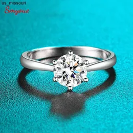 밴드 반지 smyoue 032ct 화이트 골드 도금 여성을위한 Moissanite Rings Classic Sixprong Lab Diamond Band Sterling Silver S925 Wholesale J230522