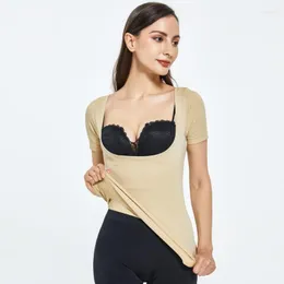 Women's Shapers U-Shaped Chest Support Girdling Bodybuiding Girdle Women's Short-Sleeved Seamless Top Enhanced Postpartum Bottoming