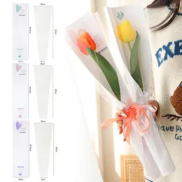 Present Wrap 10st Flower Packaging Bag Single Wrapping Heart Letter Decorative Bouquet Translucent Packing Decor Supplies