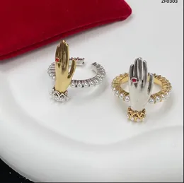 Nuovo stile catena oro / argento con pietre laterali anelli a mano teschio scheletro fascino anello aperto per donna uomo festa matrimonio amanti fidanzamento gioielli punk regali RM-R21889