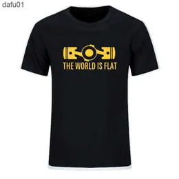 القمصان للرجال الجديد الصيف The World is Flat Engine t Shirt Shirt Shirt Shirt Therts Therts New Style Men O-Dece Cotton T Size L230520 L230520