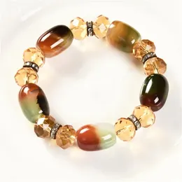 Strand Fantasia artesanal Natural Clear Gem Stone Crystal Bracelets para mulheres jóias de moda Boho Baltels Fios de miçangas