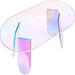 Iridescent Coffee Table,Rainbow Side Table, Round Living Room Decor for table, Fashionable Modern Feature Table L