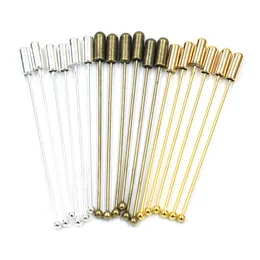 10pcs spille spille da balia con cappello di gomma sfera di rame argento oro colore bronzo gioielli artigianali accessori fai da te 6,1 cm