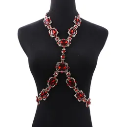 Halsband 2022 Ny mode kroppskedja kristall strass midja kedja halsband kvinnor indiska maxi uttalande stora choker halsband smycken