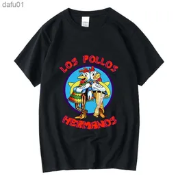 Męskie koszulki Xin Yi Wysokiej jakości t-shirt100%bawełny Breaking Bad Los Pollos Brothers Brothers Drukowane śmieszne koszulki Męskie koszulki L230520