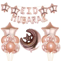 Inne imprezy imprezowe Eid Mubarak balony Ramadan Dekoracja dla domu Moon Star Foil Balon muzułmańska pomoc Moubarak Kareem Festival Party 230522