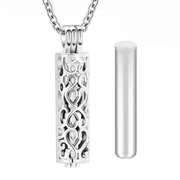 Cremation Jewelry Urn Necklace for Ashes Pendant with Hollow Glass Vial Cylinder Cremation Keepsake Memorial Lockets Ashes Holder for Women Men Pet