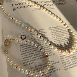 Ketten Vielseitige Barockperlen-Halsketten-Set Süßwasser-Armband für Frauen Bunte Perlen Y2K-Schmuck Kragenkette
