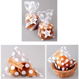 Confezione regalo 100 pezzi Sacchetti di plastica a strisce bianche Sacchetto di caramelle per biscotti trasparenti Imballaggio di nozze di Natale Torta di involucro di cottura