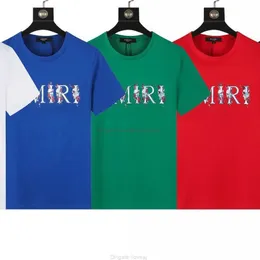 Дизайнерская модная одежда Amire Tees Am Tshirt 2023 Fashion Brand Amies Минималистская буква, напечатанная круглая шея футболка с коротки