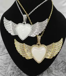 20PcsLot Factory Direct Custom Jewelry Sublimation Heart Shape Angel Wings Necklace For Promotion Gifts5511575