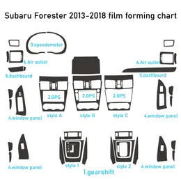 スバルフォレスター2013-2018インテリアセントラルコントロールパネルドアハンドル5Dカーボンファイバーステッカーデカールカースタイリングアクセサリー