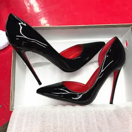 Kadın Marka Ayakkabıları Yüksek Topuklu Düğün Ayakkabı Klasikleri Kırmızı Parlak Dipler Çıplak Siyah Patent Derileri 6cm 8cm 10cm İnce Topuk Sığ Lüks Pompalar Bag 34-44