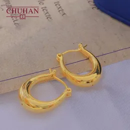 귀걸이 chuhan real 18k soild u shape hoop earrings au750 유럽계 미국인 스타일의 단순한 기질 이어 드롭 고급 보석 선물